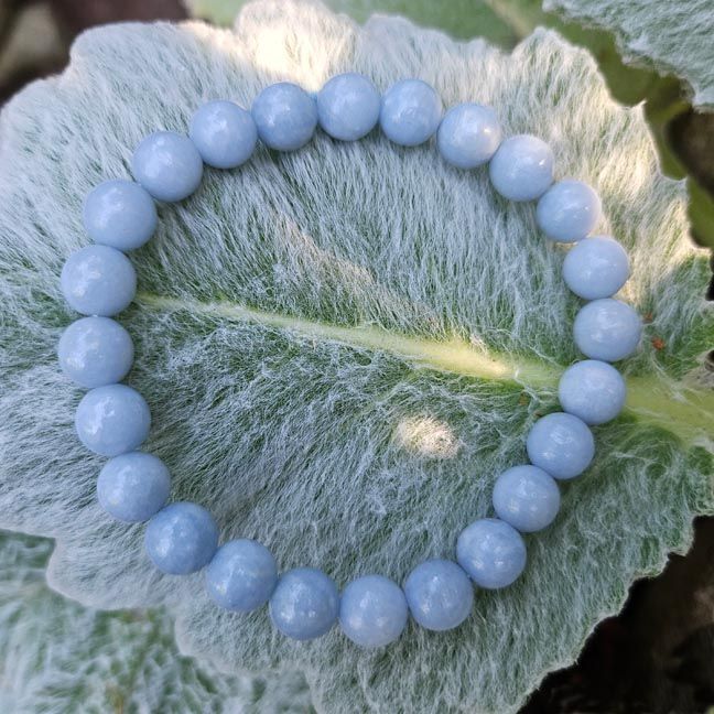 Angelite Bracelet • 8mm Gemstone Beads • Peace, Communication &amp; Angelic Guidance