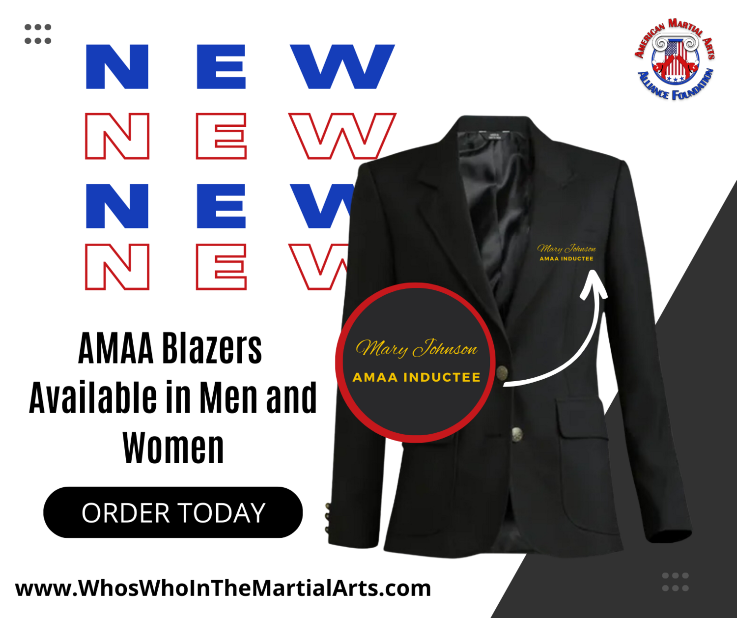 WOMEN - American Martial Arts Alliance Hall of Honors inductee Blazer (available to AMAA inductees only)