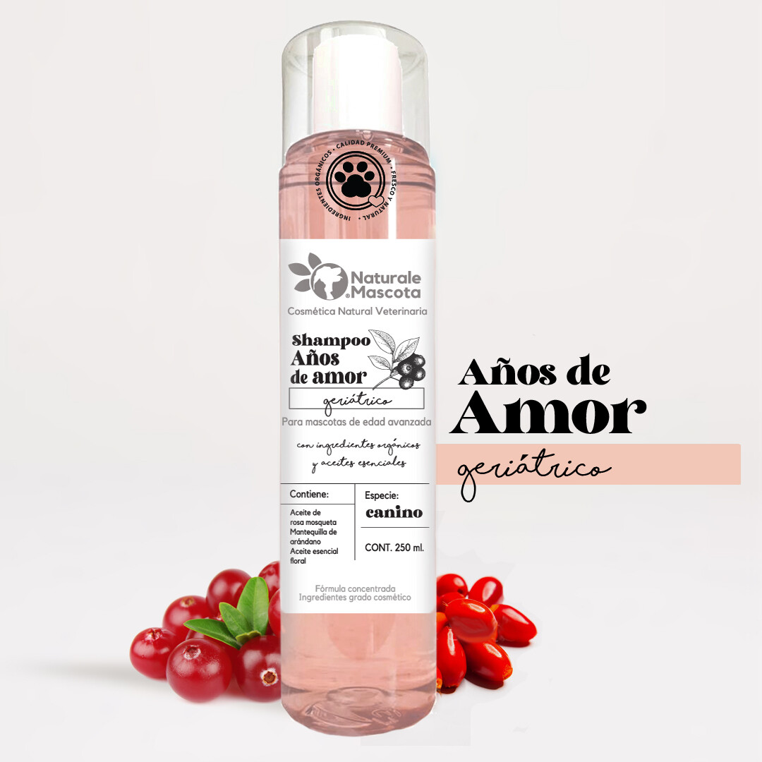 Shampoo geríatrico /edad avanzada/ Arándanos- mantequillas orgánicas/ 240 ml.