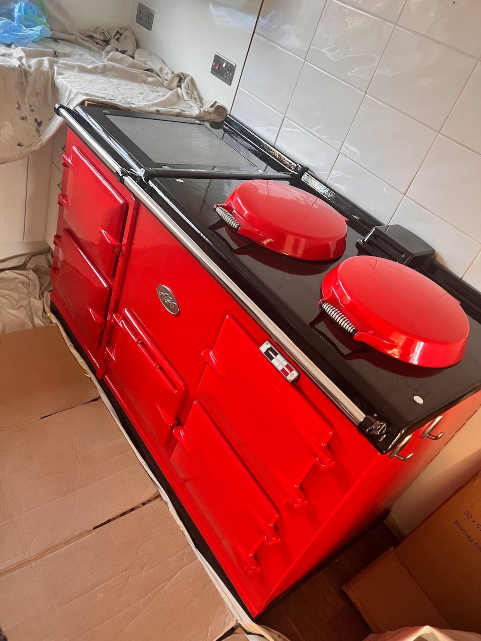 4 Oven Refurbished Aga Cooker (Pillarbox Red)