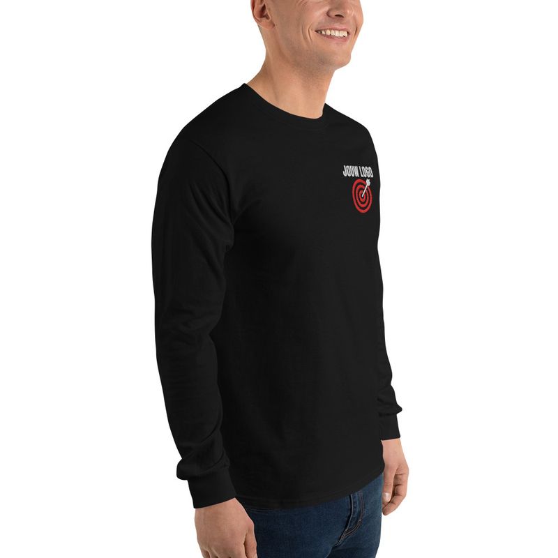 Gildan Heren Long Sleeve Shirt met geborduurd borstlogo