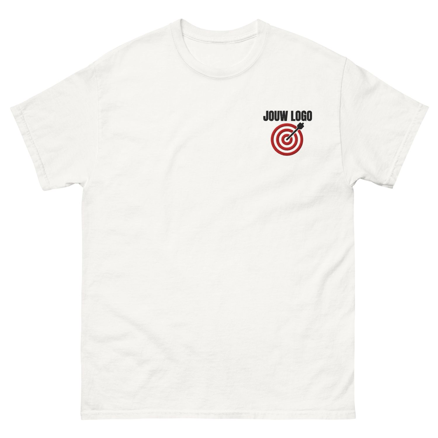 Unisex classic tee geborduurd met borstlogo