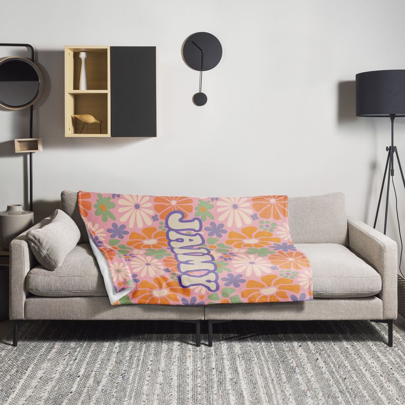 Gepersonaliseerde deken Retro Flowers