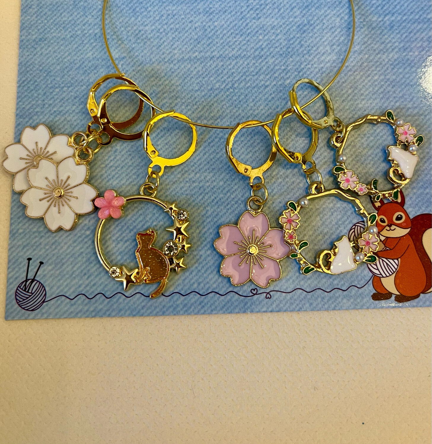 Maschenmarker Katzen und Blumen II