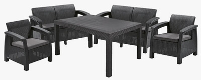 Мебель для дачи Корфу Фиеста (2 дивана, 2 кресла, стол) (графит)