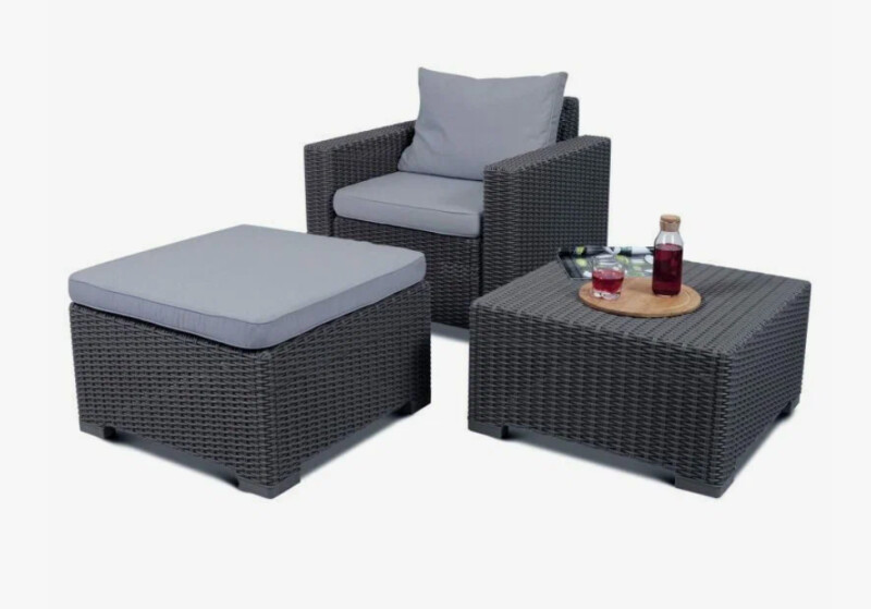 Комплект мебели Moorea table + chair + stool with cushion (графит)