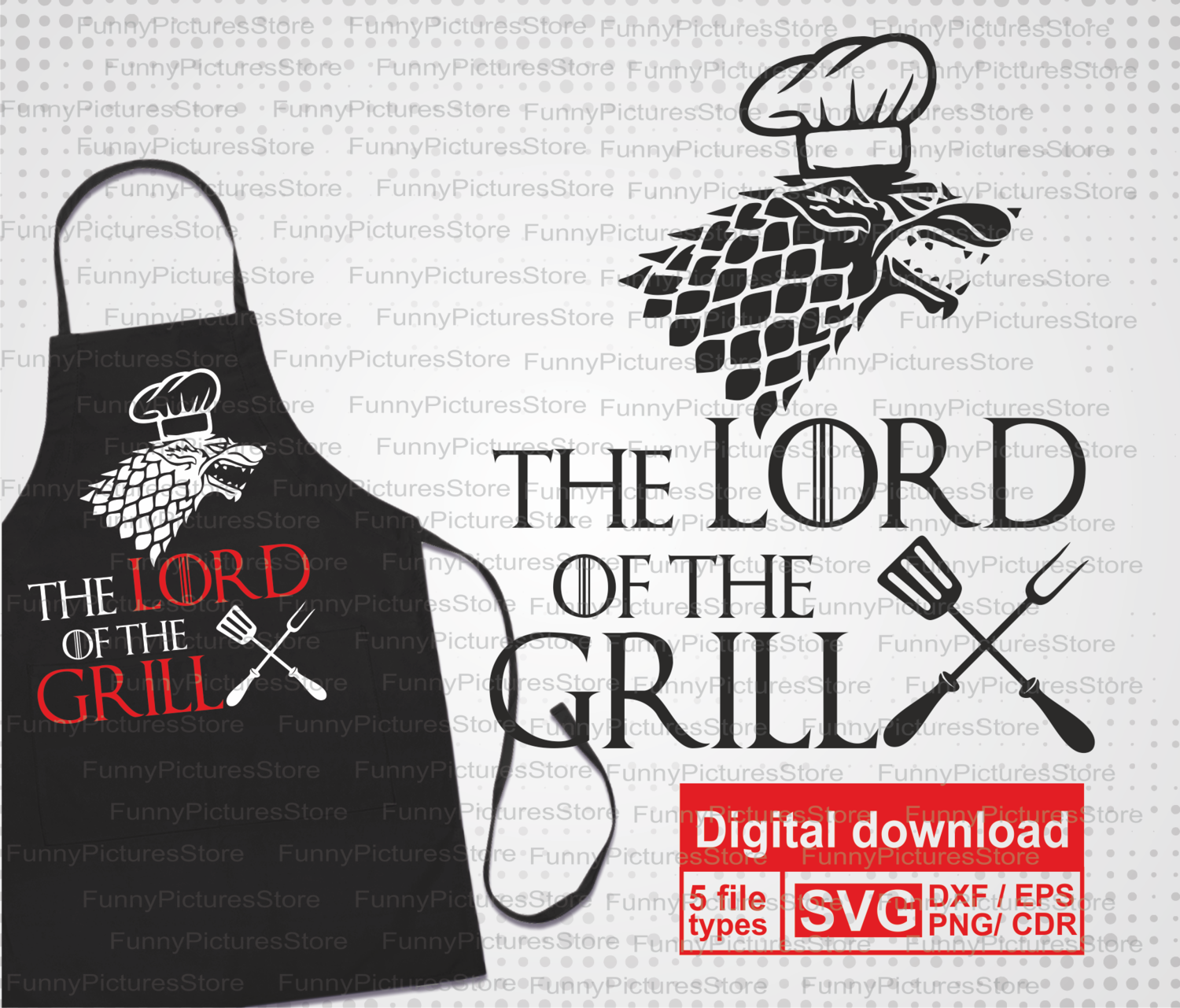 Download The Lord Of The Grill Svg Print On An Apron Gift For Dad Bbq Vector Svg Files For Printing And Cut Funny Inscription On The Apron Diy
