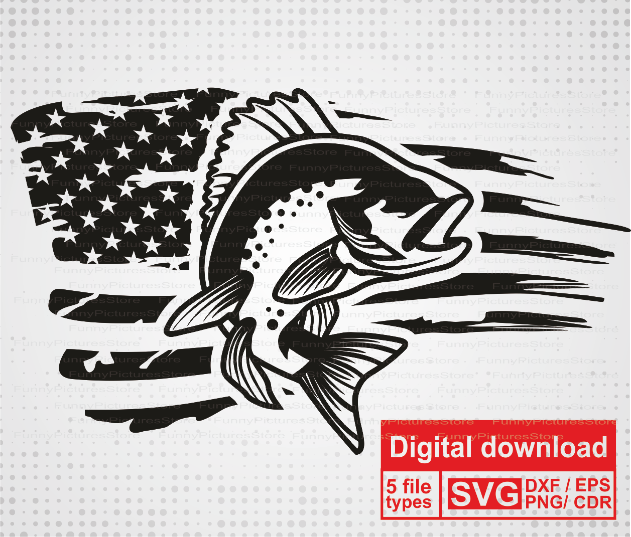 Download Distressed American Flag Svg Perch Fish Svg Silhouette Files Print Engrav Cricut Fishing Clipart Flag Silhouette Perch Fishing Logo