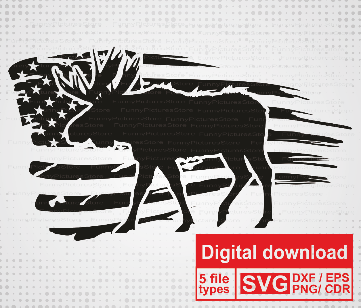 Download Distressed Flag American Flag Svg Moose Silhouette Svg Vector Files For Cut Print Engrav Cricut Plotter Cutting Moose Hunt Svg Vector