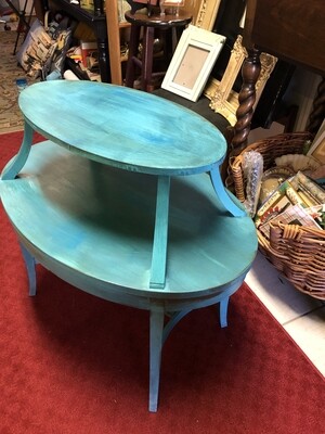 Robin's Egg Blue Distressed 2 Tier Table Robin's Egg Blue Distressed 2 Tier Table