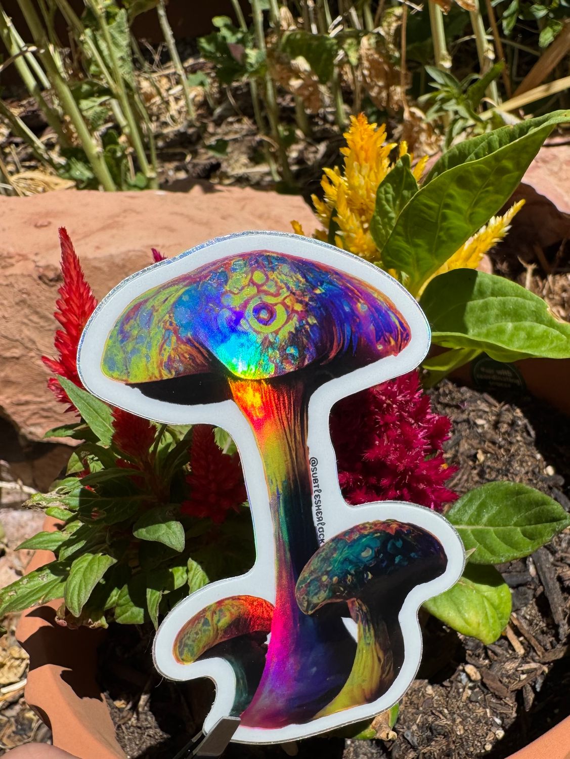 Trippy Mushroom Holographic Vinyl Decal Sticker