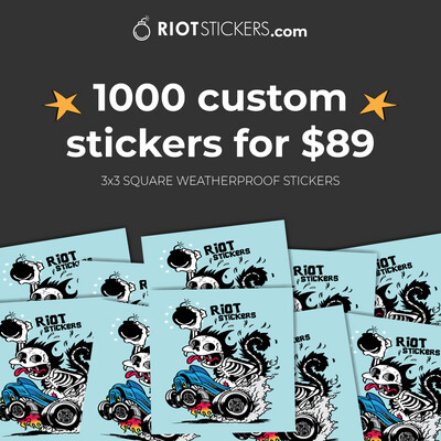 BOMB DEAL! 1000 3x3 square cut vinyl stickers for $89