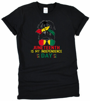 Juneteenth: Is My Independence Day Messy Bun Heart - T-Shirt (DTF Transfer)