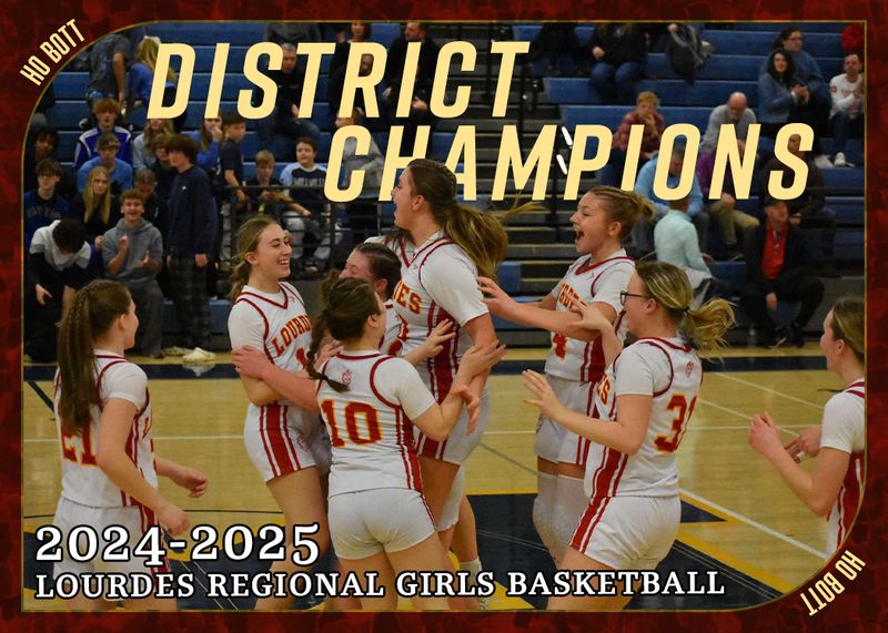 SOLD OUT! District Champions! Lourdes Regional Red Raiders Girls Basketball Team Championship Card