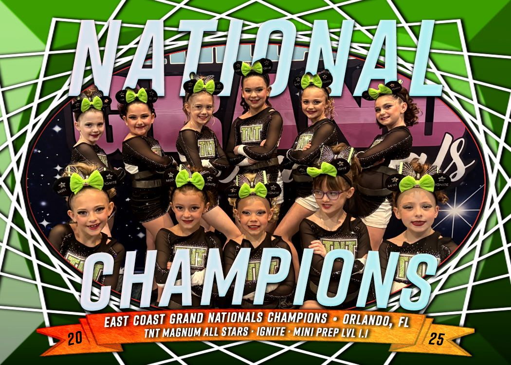 SOLD OUT! National Champions! Magnum TNT Cheerleading Ignite Mini Prep Level 1.1 Trading Card (Individually Numbered)