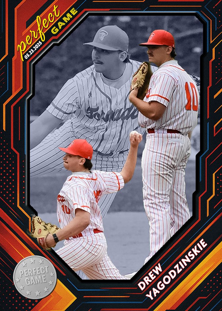 SOLD OUT! PERFECT GAME! Drew Yagodzinskie District Semi-Final Perfect Game vs. Troy 5/23/2025 (78 Pitches) Individually Numbered Trading Card