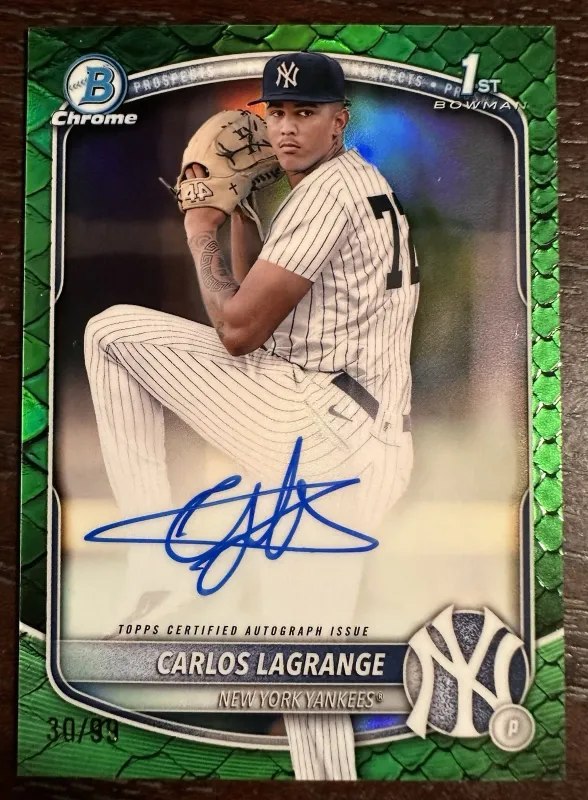 Carlos Lagrange Reptilian 30/99 Bowman Chrome 1st Auto New York Yankees 2025