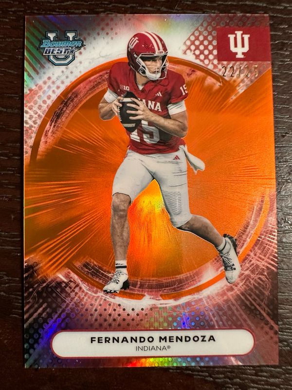 Fernando Mendoza Orange /25 Bowman’s Best Brand New Indiana Hoosiers