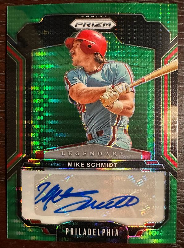 2025 Prizm Mike Schmidt /10 Auto Green Pulsar SSP Philadelphia Phillies