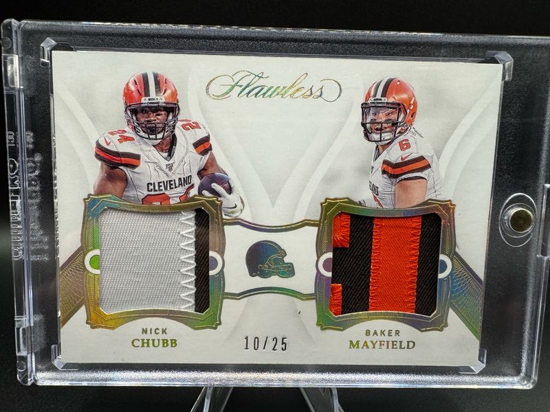 Baker Mayfield Nick Chubb 2019 Flawless Dual Diamond Memorabilia 10/25 Player Worn/Used