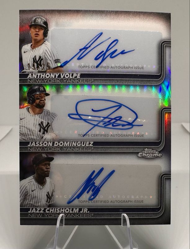 Triple Auto New York Yankees Jazz Chisholm Anthony Volpe Jasson Dominguez /25