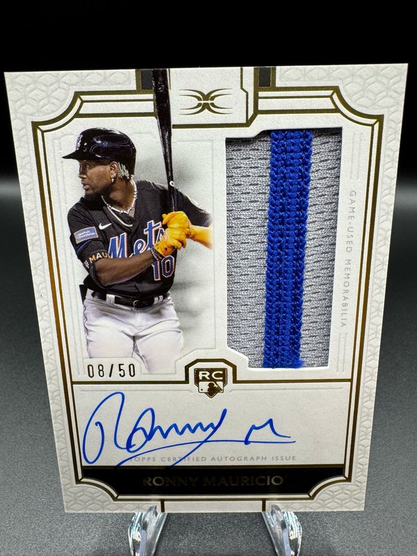 2024 Topps Definitive Ronny Mauricio Rookie Patch On Card Auto 08/50 NY Mets