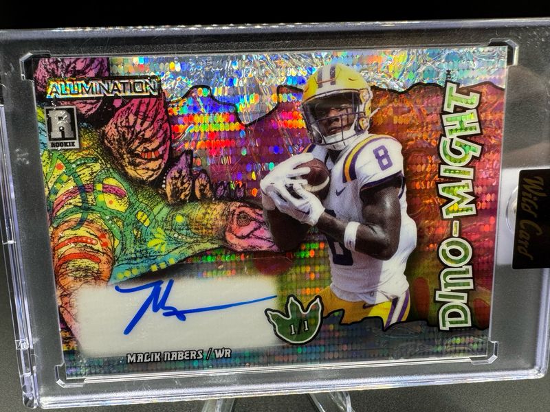 2023 Wild Card Alumination Malik Nabers Dino-Might 1/1 Rookie Pulsar Autograph