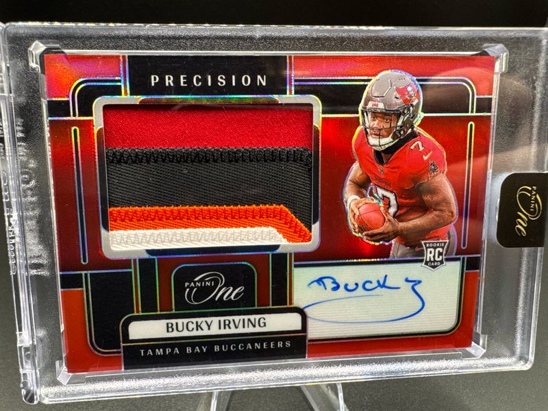 2024 Panini One Bucky Irving Precision Rookie Patch On Card Auto Red /60 Buccaneers