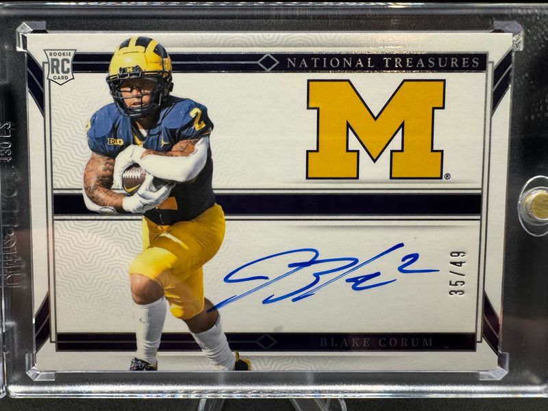 Blake Corum Michigan On Card Auto /49 Rookie Card National Treasures