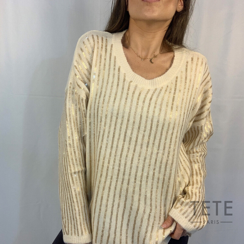 Sweater Beige lentejuela 