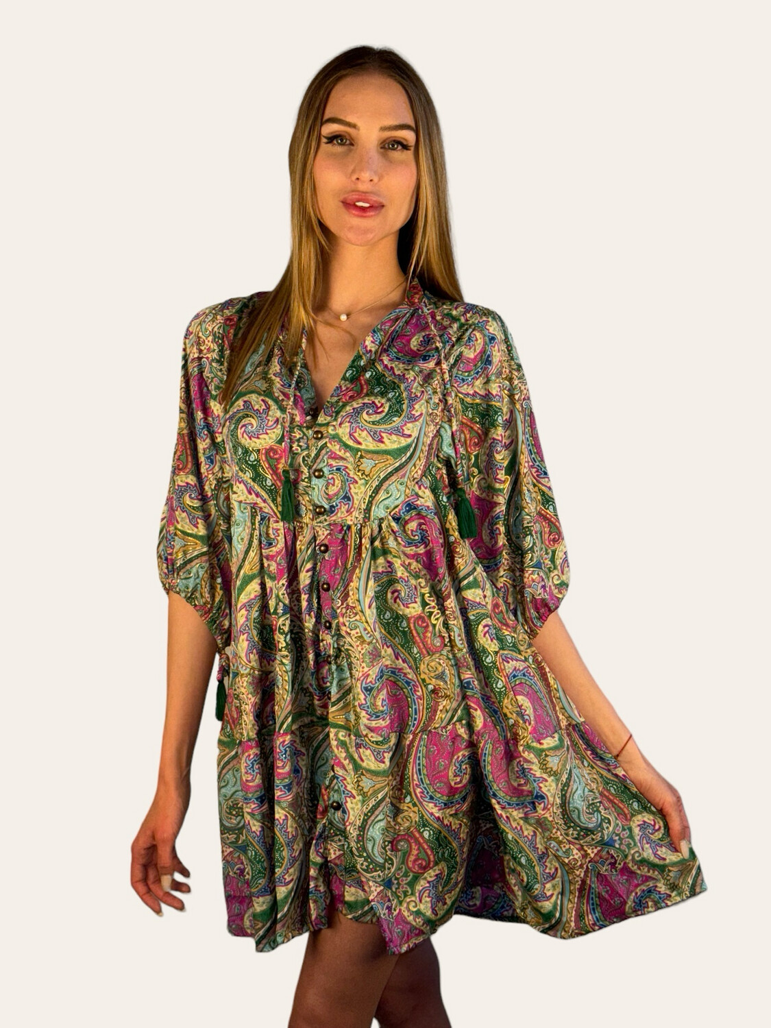 Vestido morado/verde boho