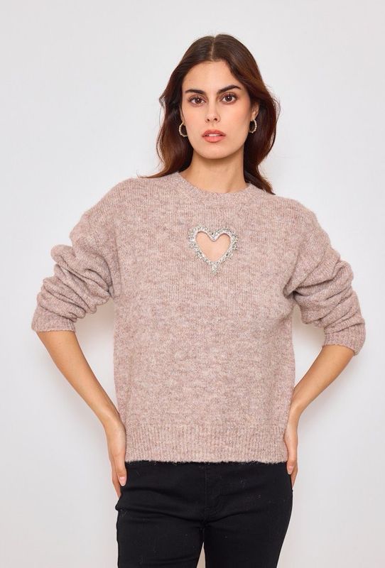 Sweater corazón brillos