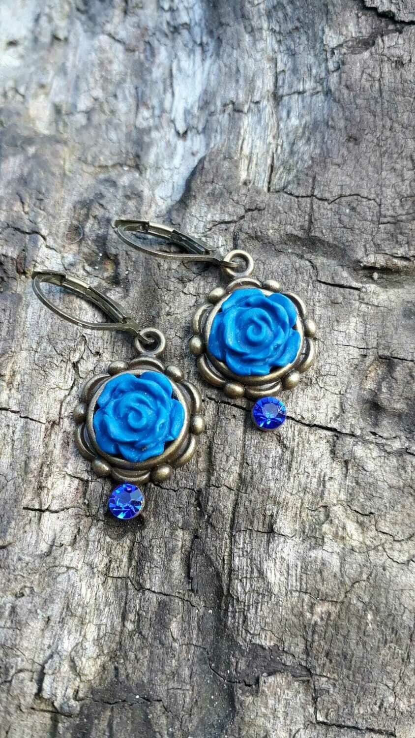 Hänger Ohrringe Rosenform mit Perle