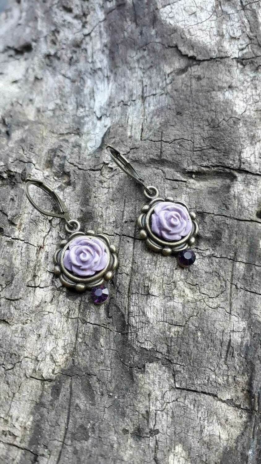 Hänger Ohrringe Rosenform mit Perle