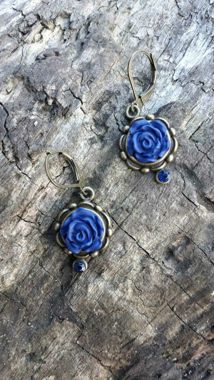 Hänger Ohrringe Rosenform mit Perle