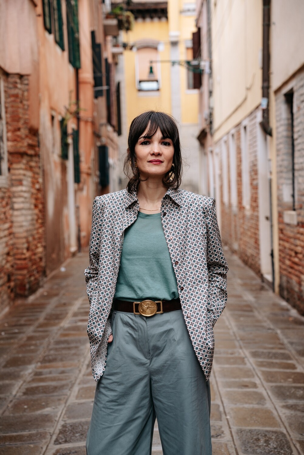 CAMICIA OVER MICROFANTASIA VERDE