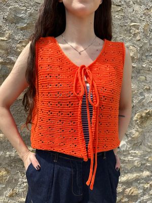 GILET ARANCIO LAVORATO A MAGLIA