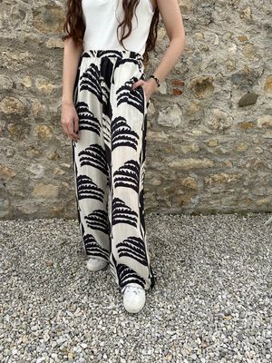 PANTALONI LUNGHI PALME NERO/BIANCO