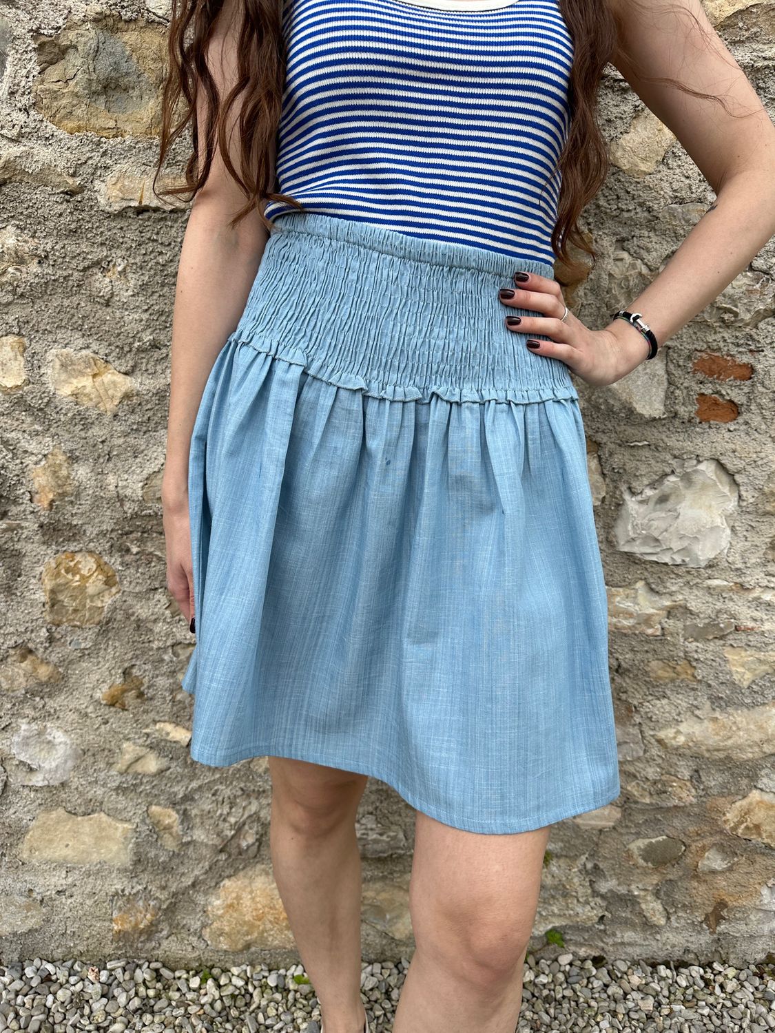 GONNA CORTA EFFETTO DENIM