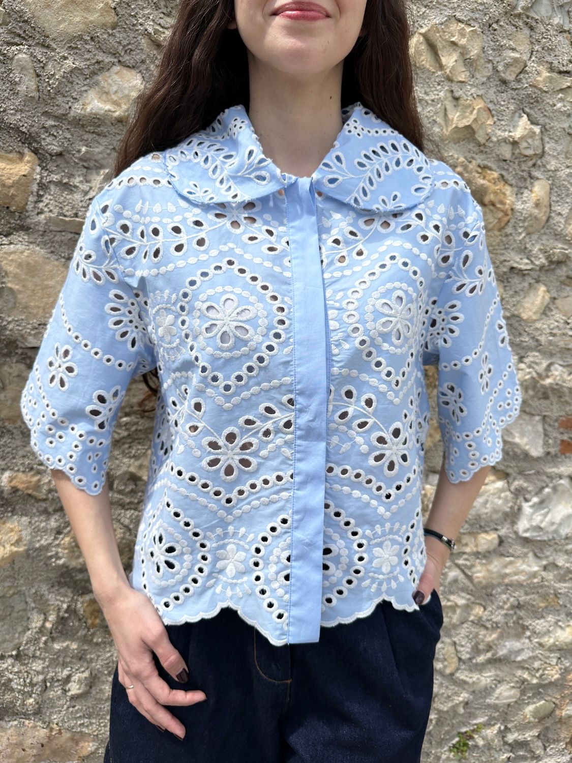 CAMICIA MANICA CORTA BIANCA/AZZURRA