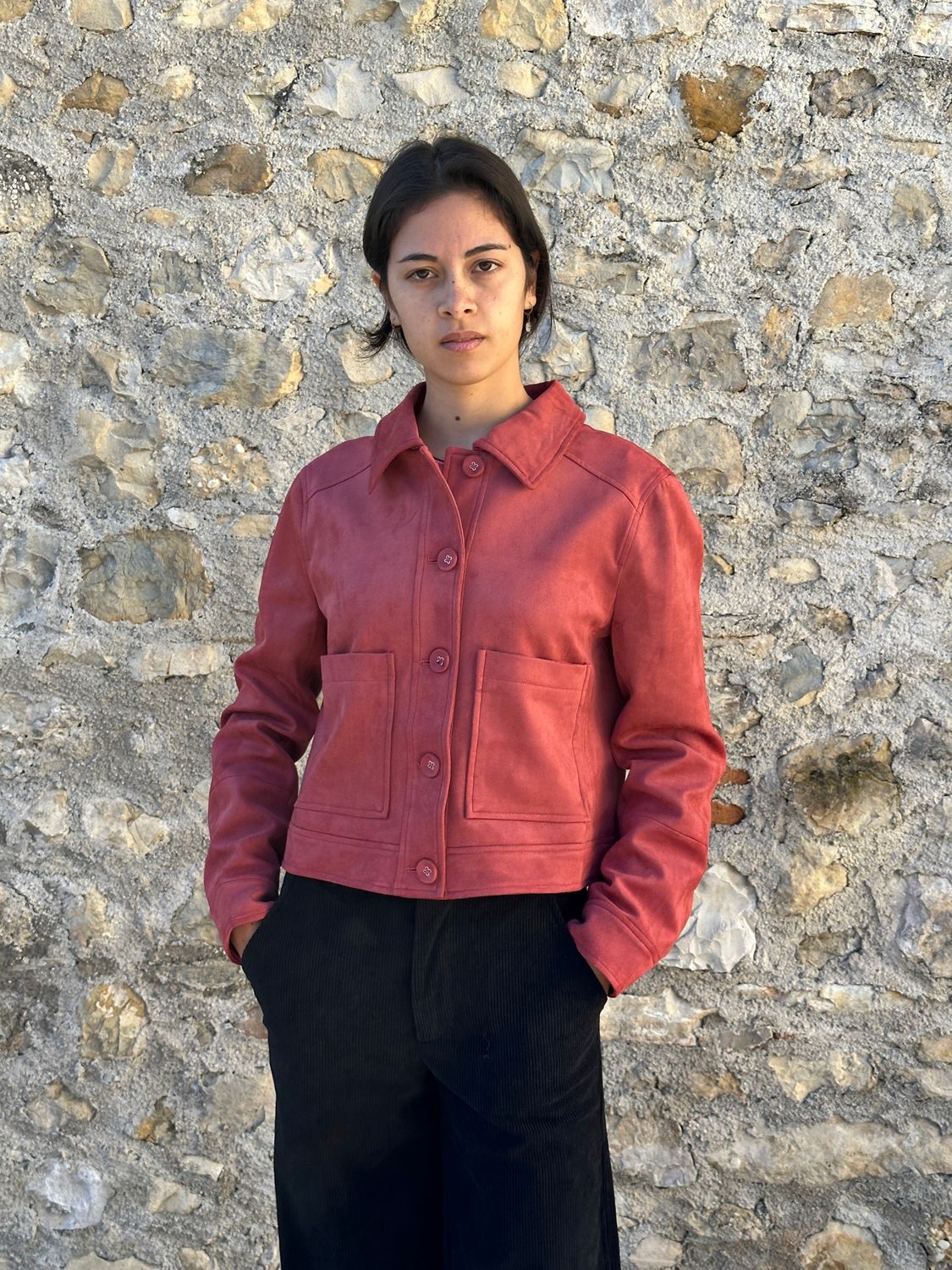 GIACCA CORTA COLOR LAMPONE