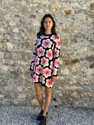 ABITO IN MAGLIA CORTO CON STAMPA CUORI