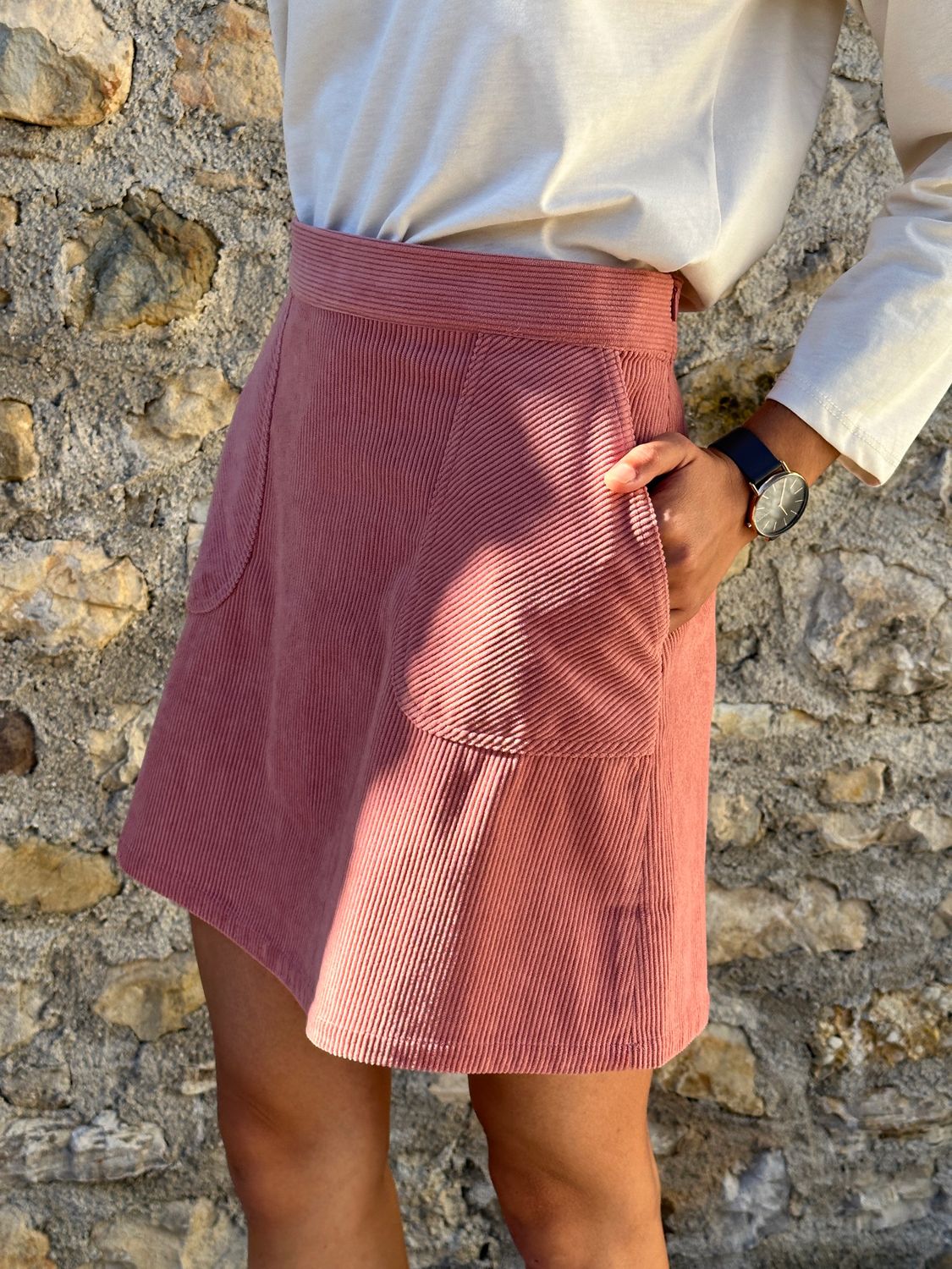 GONNA CORTA IN VELLUTO ROSA