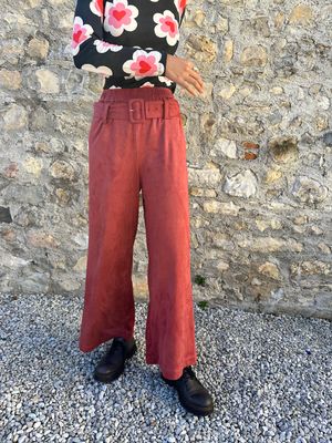 PANTALONI FLUIDI COLOR LAMPONE