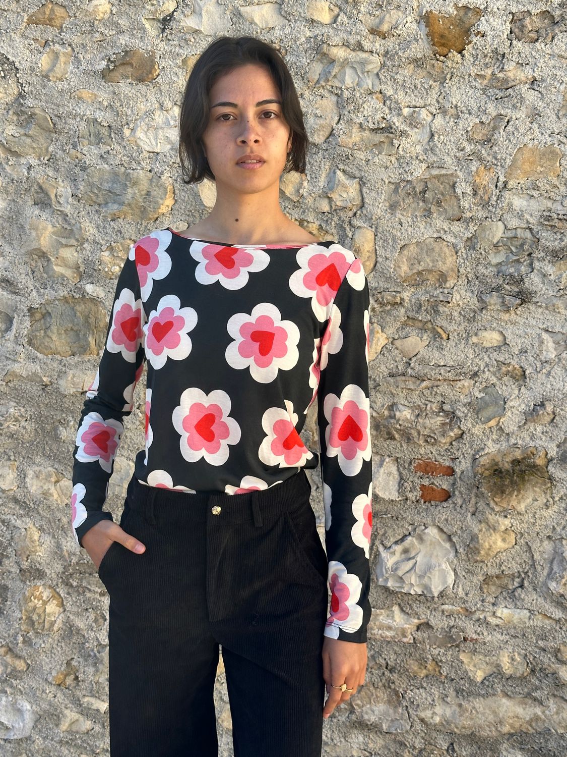 MAGLIA FINE STAMPA CUORI