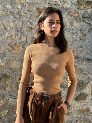 MAGLIA A COSTINE COLOR CAMMELLO