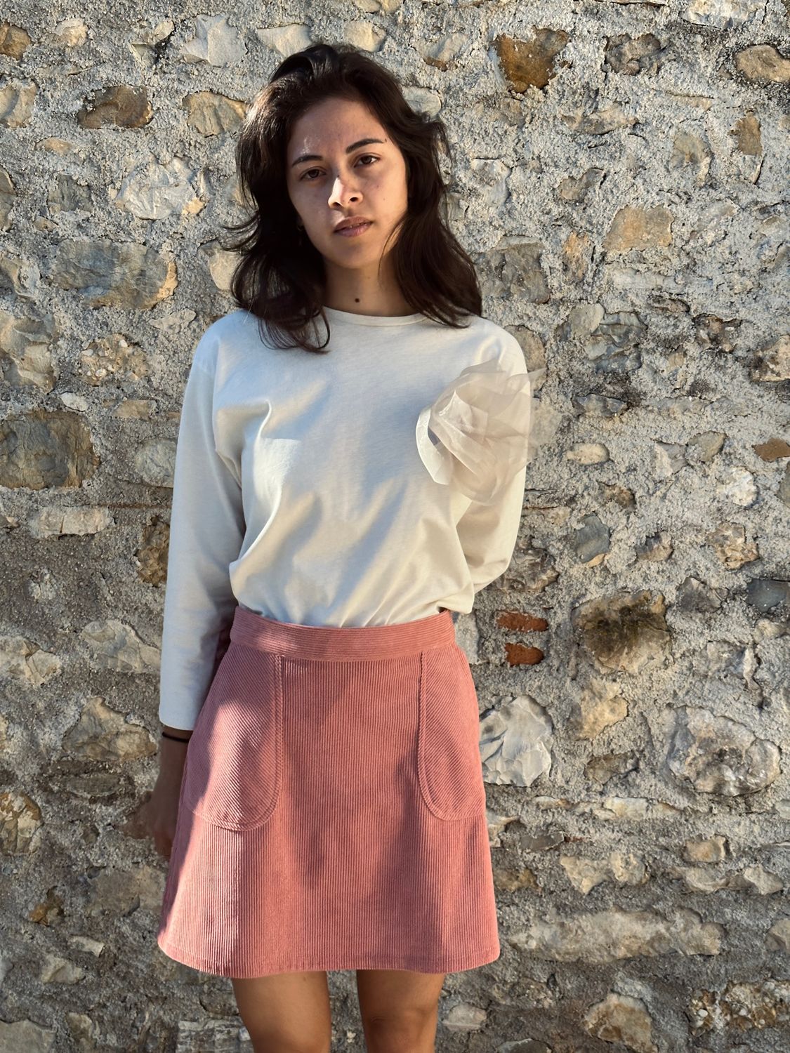 MAGLIA BURRO CON FIORE