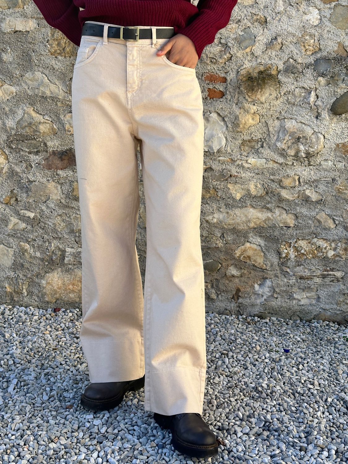JEANS CREMA A PALAZZO