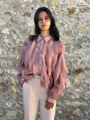 CAMICIA ROSA CON VOLANT