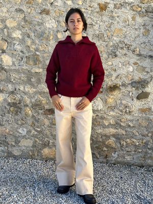 MAGLIONCINO IN CASHMERE BURGUNDI CON ZIP
